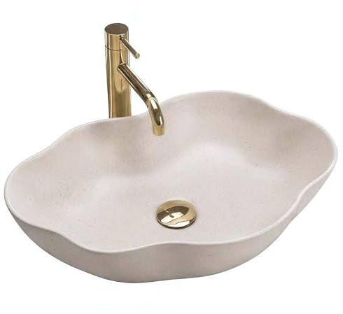 Rea, Vasque À Poser En Céramique Pearl Warm, Beige, 50,5X38X13,5Cm