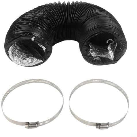 Aluminum For HVAC Ducting, Four Layer Leak Resistant Vent Hose with Steel Wire, Flexible Exhaust Duct for Dryer, Kitchen Range Hood and Bathroom, 10cm Diamete(2m black)