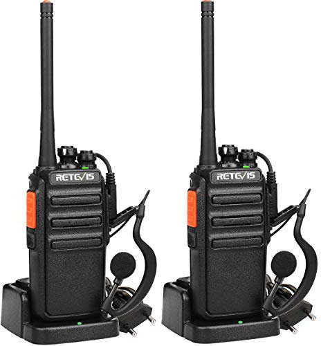 Retevis RT24 Funkgerät, PMR446 Walkie Talkie Lizenzfrei, 16 Kanäle CTCSS/DCS VOX, Funkgeräte Set mit Headset und EU-Stecker Ladeschale (Schwarz, 1 Paar)