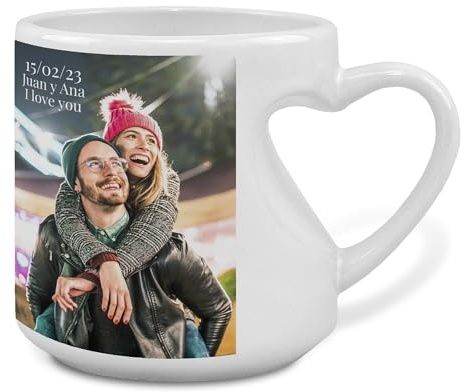 LolaPix Tazas originales para regalar. Taza personalizada con foto y texto. Regalos para mujer. Regalos personalizados. Taza te. Regalos amigo invisible. Taza Cerámica 300ml. Taza Love