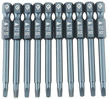 10pcs Embouts de Tournevis Triangulaires, 1/4'' Queue 65mm en Acier Allié Jeu d'Embouts de Tournevis à Tête Triangulaire H6.3 * 65mm * 2.7
