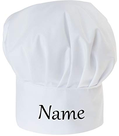 Ferocity Personnalisé de Cuisinier Chapeau avec Un nom pour Enfants avec Texte de Cuisine Ajustable Toque Blanc avec Un imprimé coloré [099]
