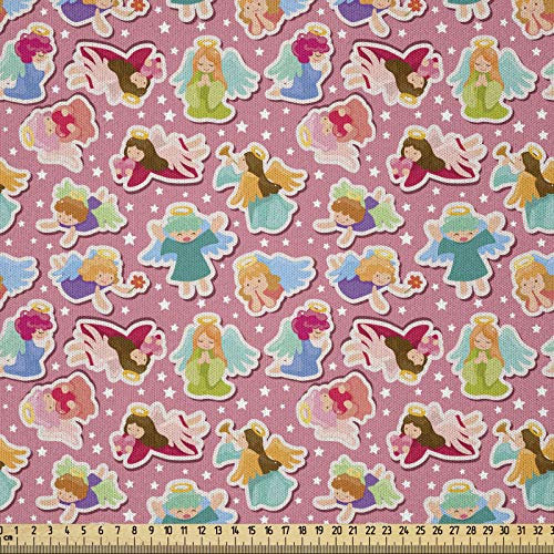 ABAKUHAUS Engel Stoff als Meterware, Magische Flügel Ostern Art, Microfaser Multi Zweck Dekostoff für Kunsthandwerke, 3M (230x300cm), Mehrfarbig