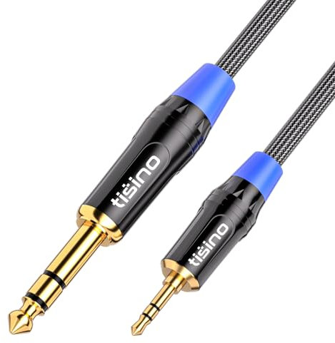 Tisino Cavo jack 3.5 to jack 6.3, Cavo Aux Audio Jack 3,5 mm a 6,35 mm Adattatore Jack Cavo Per Tablet, laptop, Mixer Audio, Smartphone, Amplificatori,etc.- 1M