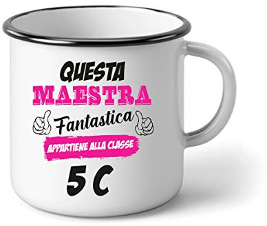 bubbleshirt Tazza in Alluminio Maestra Personalizzabile Questa maestra Fantastica appartiene alla Classe [iBSerisci Il Nome della Classe] - Idea Regalo fine Anno scolatisco