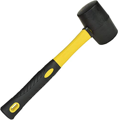 Unibos 16oz Rubber Hammer Mallet Fibreglass Shaft with Grip Handle DIY Camping