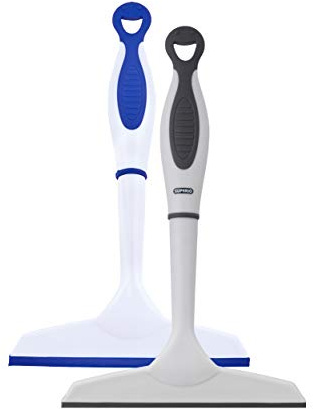 Superio Rubber Squeegee, 2 Pack, Streak Free All Purpose Window Squeegee, Comfort Grip Handle and Hanging Hook (Blue- Grey, 6 Inch- 2 Pack)