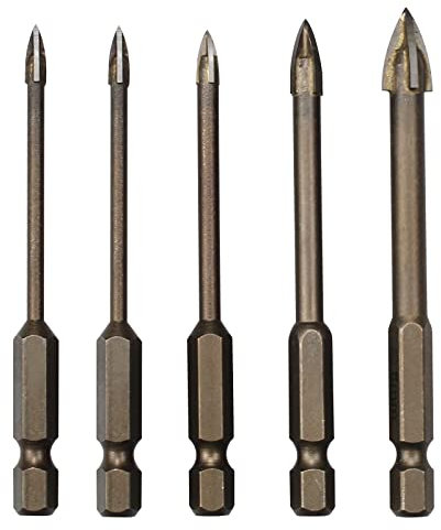oupados 5 Pezzi Punte Trapano Carburo di Tungsteno, Punta Vetro Trapano, Punte da Trapano a Triangolo per Vetro Legno Mattoni Cemento Piastrelle Plastica(3/4/5/6/8mm)