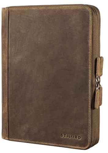STILORD 'Ferris' Cartella A4 Portadocumenti in Pelle Vintage Borsa per Tablet Custodia per MacBook da13,3 Pollici Raccoglitore Porta PC Portablocchi Cuoio, Colore:marrone medio