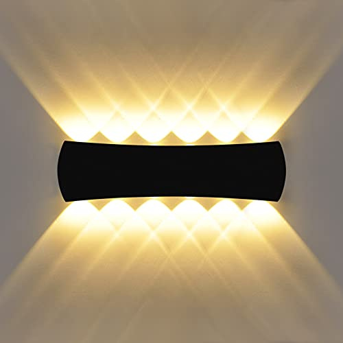 KAWELL 12W Modern Wandlampe LED Wandleuchte Up Down LED Wandbeleuchtung | Aluminium, Innen Außen, Wasserdicht IP65, für Schlafzimmer Badezimmer Treppen Veranda Flur Korridor Wohnzimmer