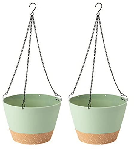 Liuyoyo 2 macetas colgantes de 10.2 pulgadas con agujero de drenaje, soporte para plantas de riego automático para jardín