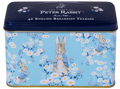 New English Teas Daisies Peter Rabbit Tea Tin with 40 English Breakfast Teabags