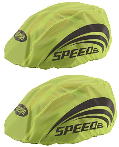 HOUSON 2 Packs Bike Helmet Cover, Waterproof Windproof Breathable High Visibility Reflective Bicycle Rain Cover with Reflective Strip Green