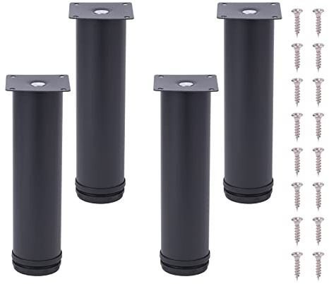 NAKUPENDA 4 Stück Möbelfüße Metall Verstellbar Möbelfüße Edelstahl Tischbeine Schrankfüße Möbel Füße für Schreibtisch Sofa Schrank (20cm Höhe,Schwarz)