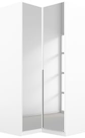 Rauch Möbel Alabama, Kleiderschrank für Schlafzimmer, Kinderzimmer, Wohnzimmer, Garderobe, Flur, Eckschrank 2-türig, Spiegel, Farbe Weiß, Breite 100 cm