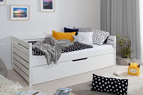 TiCAA Sofabett Naomi inkl. Ausziehbett, 120x200, Weiß