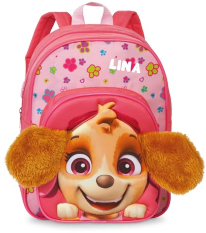 Kinderrucksack Paw Patrol Hunde Jungen Mädchen - Personalisiert mit Namen - Freizeitrucksack Kindergarten Kita mit 3D Plüschohren - 8L