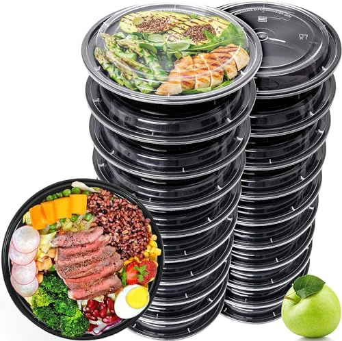 20 Pack Meal Prep Containers Reusable-32Oz Food Storage Container with Lids | BPA Free Reusable Plastic Containers with Lids - Microwave,Freezers & Dishwashers Safe Salad Lunch Box