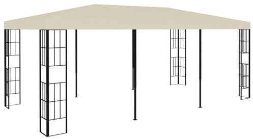 ZEYUAN Pavillon, Faltpavillon, Pergola, Partyzelt, Standmarkise, Sonnenzelt, Garten Pavillion, Grillpavillon, 3x6 m Creme