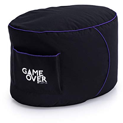 Game Over Runder Beanbag Fußhocker 62x42x40 cm mit EPS-Perlen Füllung, Pouf Hocker Sitzhocker, Bodenkissen, Indoor & Outdoor Sitzkissen rund Puff, Sitzpouf, kuschelig & weich (Drachenhaut)