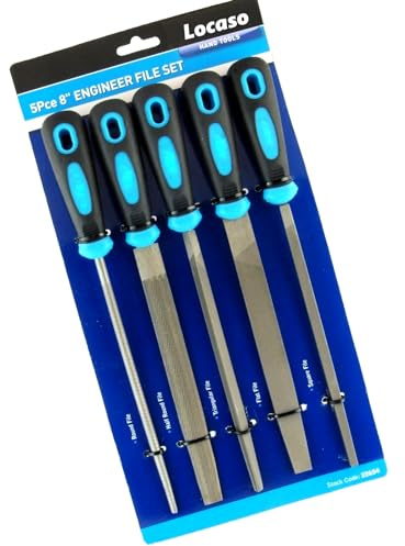 NTEK 5pc 8 Inch Engineers File Set, Professional Metal Files Include Half-Round Rasp, Flat File, Half-Round File, Round File, Triangular File, Suitable for Metal Working & Wood Working