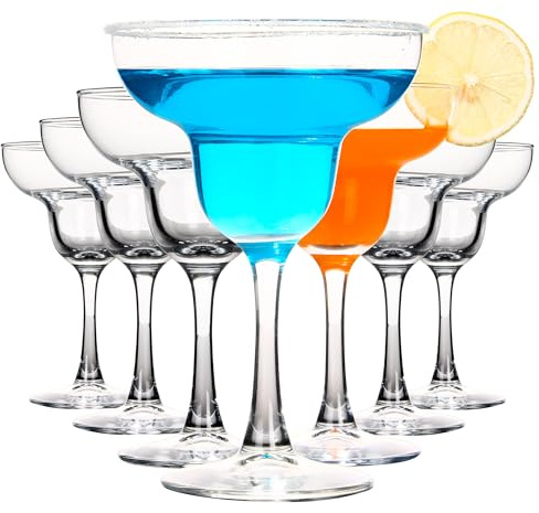 SHYRC Margarita Glasses Set of 7, 8oz Elegant Cocktail Glasses, Stemmed Margarita Wine Glasses, Clear Glass Margarita Cups for Margarita, Martini, Mixing Cocktail or Gin