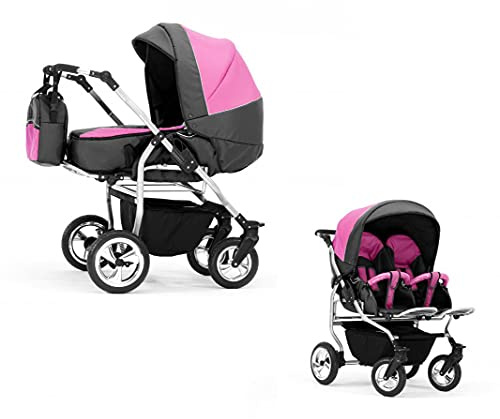 Zwillingskinderwagen 2 in 1 Duo Twin inkl. Sportsitze - 11 Teile - in 20 Farben
