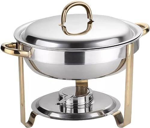 Vinbcorw Meal stainless steel chafing dish round 4.5 liter chafing dish round, food warmer foldable, chafing dishes for buffet catering gastro and party,A
