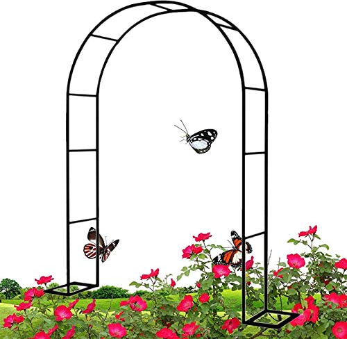 Arche Jardin Aluminium Largeur, Arche À Rosiers Métal, Filet À Plantes Grimpantes, Filet de Treillis, pour Récolte de Concombres, Légume, Vignes, Plantes Grimpantes,180x220x40CM