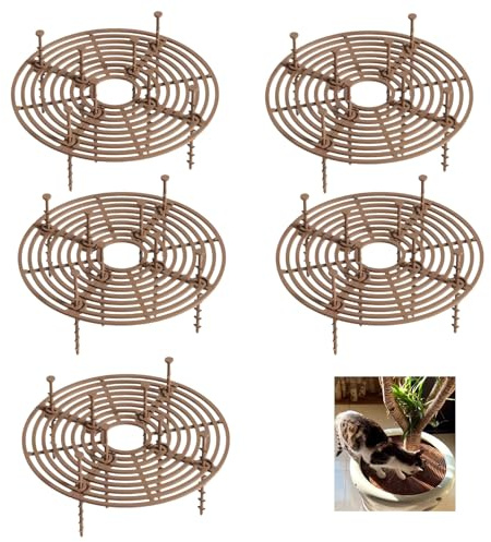 Wuyue Hua Blumentopf-Abdeckungen, Pflanzenschutz von Tieren, 19 cm, Blumentopfgitter mit Mittelausschnitt, Blumenabdeckung, Bodenschutz für Pflanzen, 5 Stück 19 cm