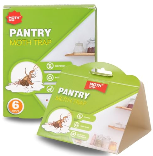 Pantry Moth Traps, Set of 6 Individually Wrapped for Kitchen, Safe and Non-Toxic Pheromone Trap, Insecticide-Free and Odour-Free Moth Killer, Catch and Kill Kitchen Moths By Legend