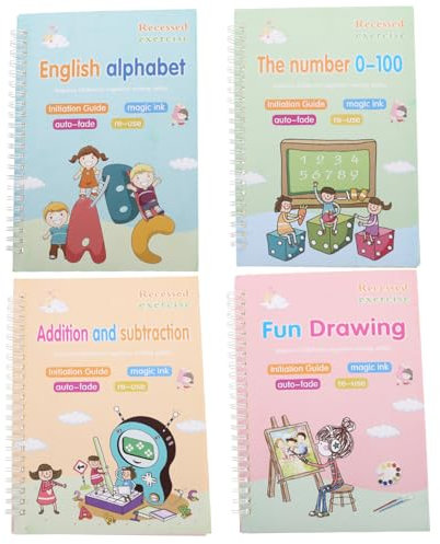 SEWACC Kalligraphie-set Für Jungen Und Mädchen Schreibübungsbuch Für Die Vorschule 4-teilig Wiederverwendbar Für Jungen Und Mädchen Gerilltes Schreibbuch