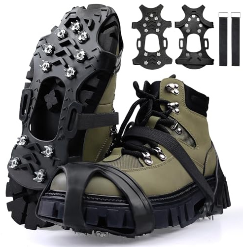 Schuhspikes Ice Schuhkrallen Eisspikes,Schuhkrallen Anti-Rutsch Schuhspikes für Walking, Joggen, Klettern und Wander,Sohle Wandern Spazieren Hiking Walking Winter,Schnee-Grip-Stollen über Schuh (L)
