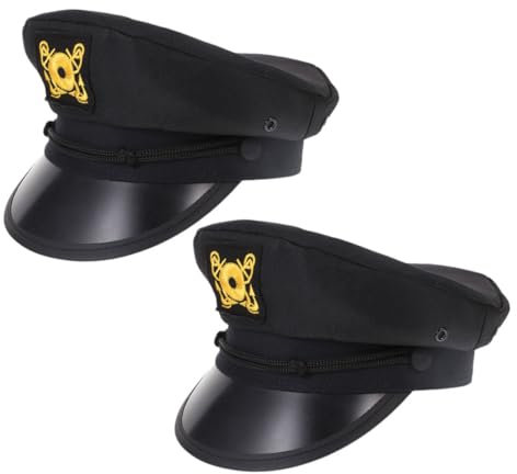 BESTonZON 2pcs Performance Captain Hat Black Yacht Captain Hat for Party Costume for Men