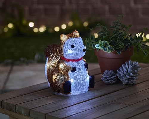 Smart Garden InLit Ice Deco Eichhörnchen Weihnachtsdekoration - 15cm - LED batteriebetrieben - Innen- und Außenbereich - Auto-Timer-Funktion - Weihnachtsdekoration für Zuhause - festliche