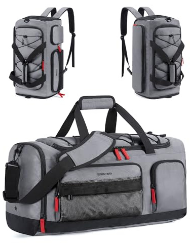 BAGSMART sportväska för kvinnor och män, 35 l sportväska resväska med skofack, vattenavvisande träningsryggsäck för natten för gymmet när du reser, Mörkgrå, 53 x 25 x 26 cm, Sportig