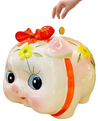 Hucha Alcancía,Guador Hucha Cerdito Cerámica Alcancía para Niños Hucha Cerdito Pizarra para Regalo Decoración Hogar en Habitación Hucha Caja Fuerte Hucha para Niños y Adultos Regalo de Cumpleaños（XL）