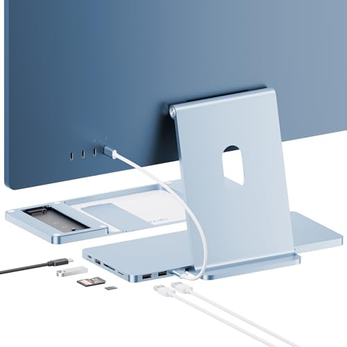 PULWTOP USB C Hub for iMac24 Inch M1/M3/M4, 8 in 1 iMac USB Hub mit M.2 SSD Enclosure (SSD Not Included), iMac Accessories mit USB A/C 3.2 10 Gbit/s, 2 USB A 2.0, SD/TF
