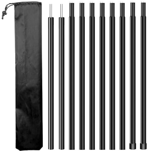 Vaileal Tent Tarp Poles Set of 2, Awning Poles Beach Shelter Poles, Universal Telescopic Adjustable Aluminium Camping Awning Poles Tent Accessories for Camping Tarp Awning Shelter Canopy Sunshade
