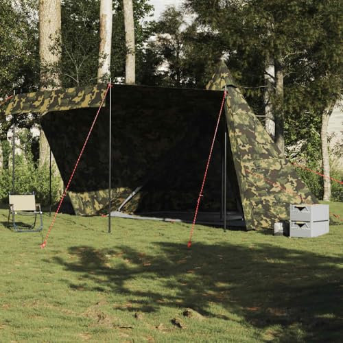 Homgoday Tipi-Familienzelt 6 Personen Tarnmuster Wasserdicht Familienzelt Camping Zelt Campingzelt Zelt Wasserdicht für Trekking, Camping