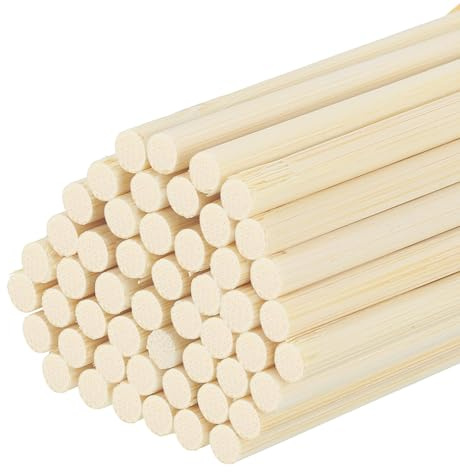 sourcing map Holzdübelstangen, 30 cm, 12 runde Dübelstangen, Holzstäbchen, 4 mm, Bambusstab für Kunsthandwerk, Foto-Requisiten, DIY-Gebäudemodell, 50 Stück