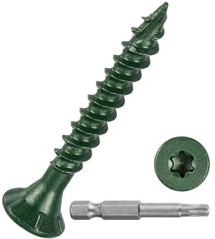 DTGN #8x1-1/4 Deck Screws - 200Pack - Good for Decks, Fences, Frames, Farms, Outdoor Furniture - Carbon Steel Wood Screws W/ T25 Torx Star Drive Bit - Green