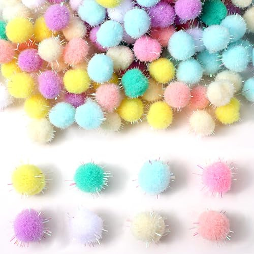 Ouligay Lot de 240 pompons pour bricolage pastel - 15 mm - Pompons colorés pour le bricolage - Petites boules en feutre moelleuses - Mini pompons multicolores - Pour Pâques, Noël, enfants - Bricolage