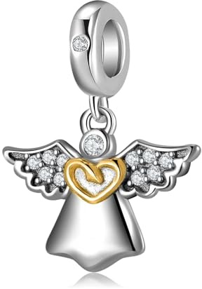 ZUOHUI Minimalistisk ängelberlock i 925 sterlingsilver for kvinnor med detaljer i 14 karat guld - Smyckestillverkningstillbehör for armband och halsband | Omtänksam present till födelsedagar, mors dag