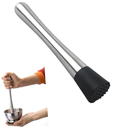 Alipis Stainless Steel Cocktail Muddler Long Handle Ice Crusher Stick for Bar Citrus Fruits Masher Material Easy Clean