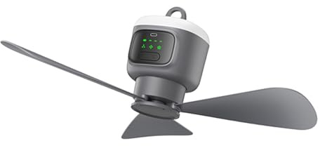 Oxtxuzdm Ventilador Colgante Recargable USB con Luz Remota De 3 Velocidades Luz LED Operación Tranquila para Campingas Campamento Aire Libre Ventilador Tranquilo USB para La Cocina del Dormitorio
