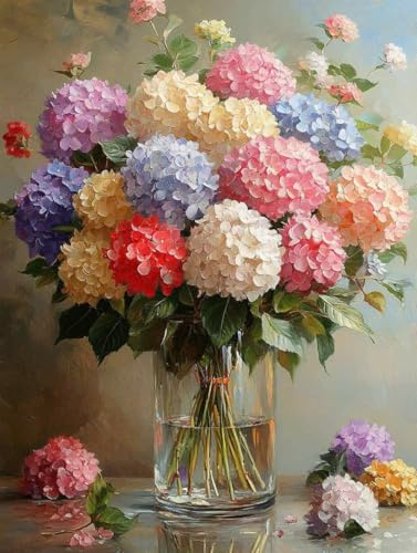 5D Diamond Painting Kit, Diamond Painting Ortensia Pittura Diamante Fiori Diamantini Crystal Art, DIY Strass Ricamo a Punto Croce Artigianale Adulti per Decorazioni Casa Parete 25x35 cm -wyl25065M