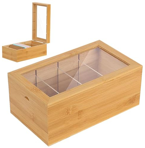 Karteikarten Box,25,4x14,9x10cm,Karteikasten Holz mit Transparent Deckel,Box für Karte,Vookabelbox Lernkarteibox,Vookabelkarten,Karteikartenbox für Büro Schulen Heim (Karteikarten nicht im Enthalten)