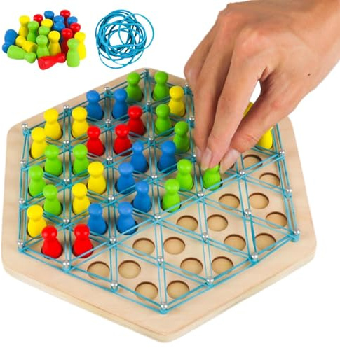 Geometric Triangle Chess Game - Innovative Rubber Band Battle Board, Logical Strategy Puzzle for Kids, Brain-Boosting Educational Toy | Interactive Family Intelligence Game for Home Classroom Fun