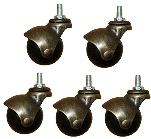 Bronzene Kugelrollen, 2-Zoll-Lenkrollen, antike goldene, Möbelrollen, Gewindestangenmontage M8/M10 mm, Lenkrollen for Bürostühle, for Sofas, for Couchtische(M8,5 pcs)
